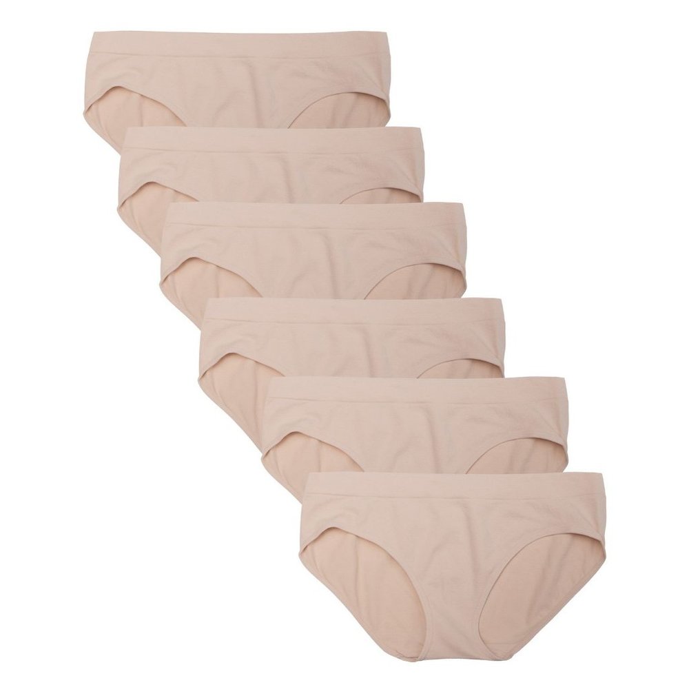 6 Pack Women's Nylon Spandex Hipster Brief Underwear A11 Med. Beige New NWB